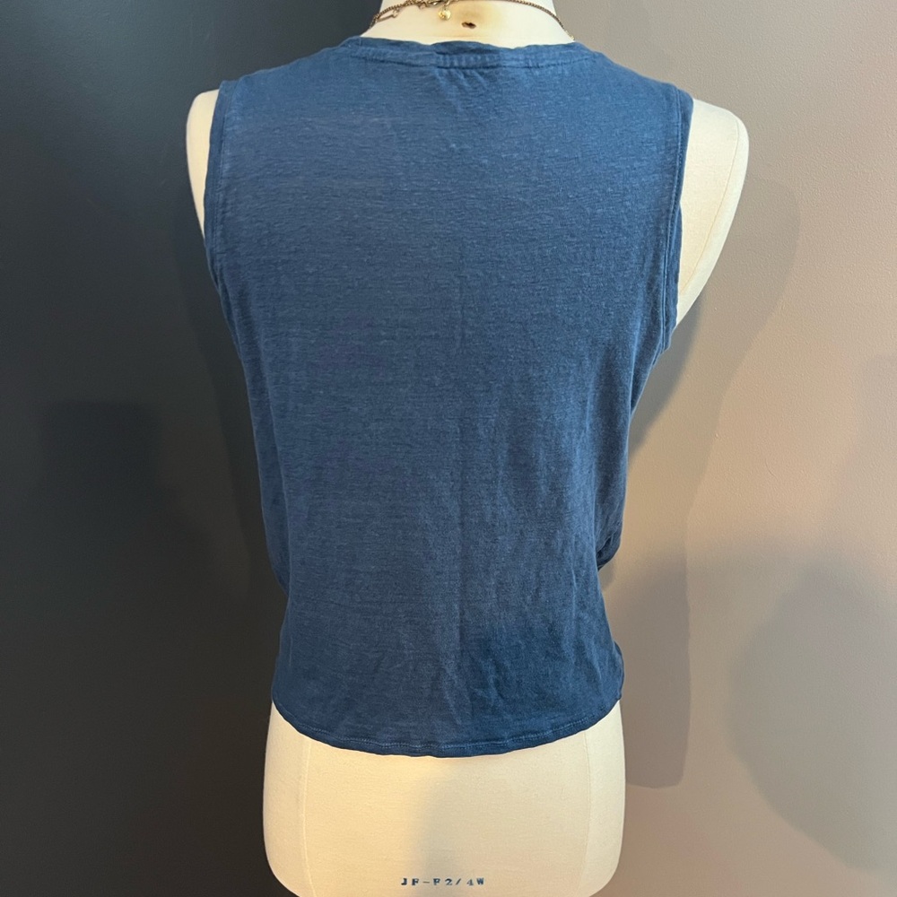Banana Republic 100% Linen Tie-Front Tank Top Blue Size XS - Picture 6 of 7